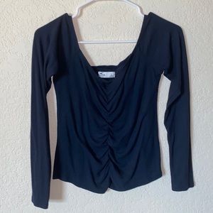 Hollister Off The Shoulder Long Sleeve Blue Shirt